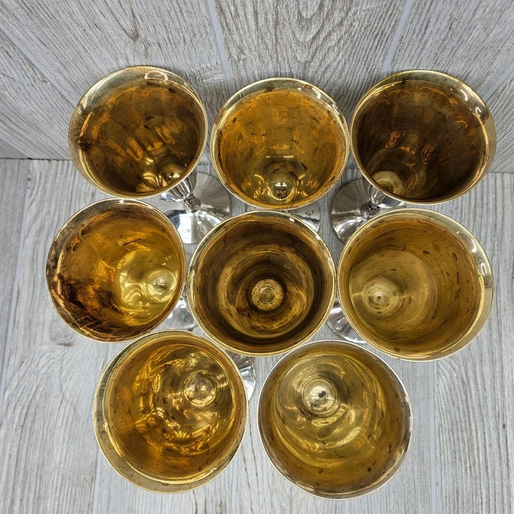 Valero EPB Silver Plated Water Goblets Set of 8 Grape Made in Spain Wine 7in